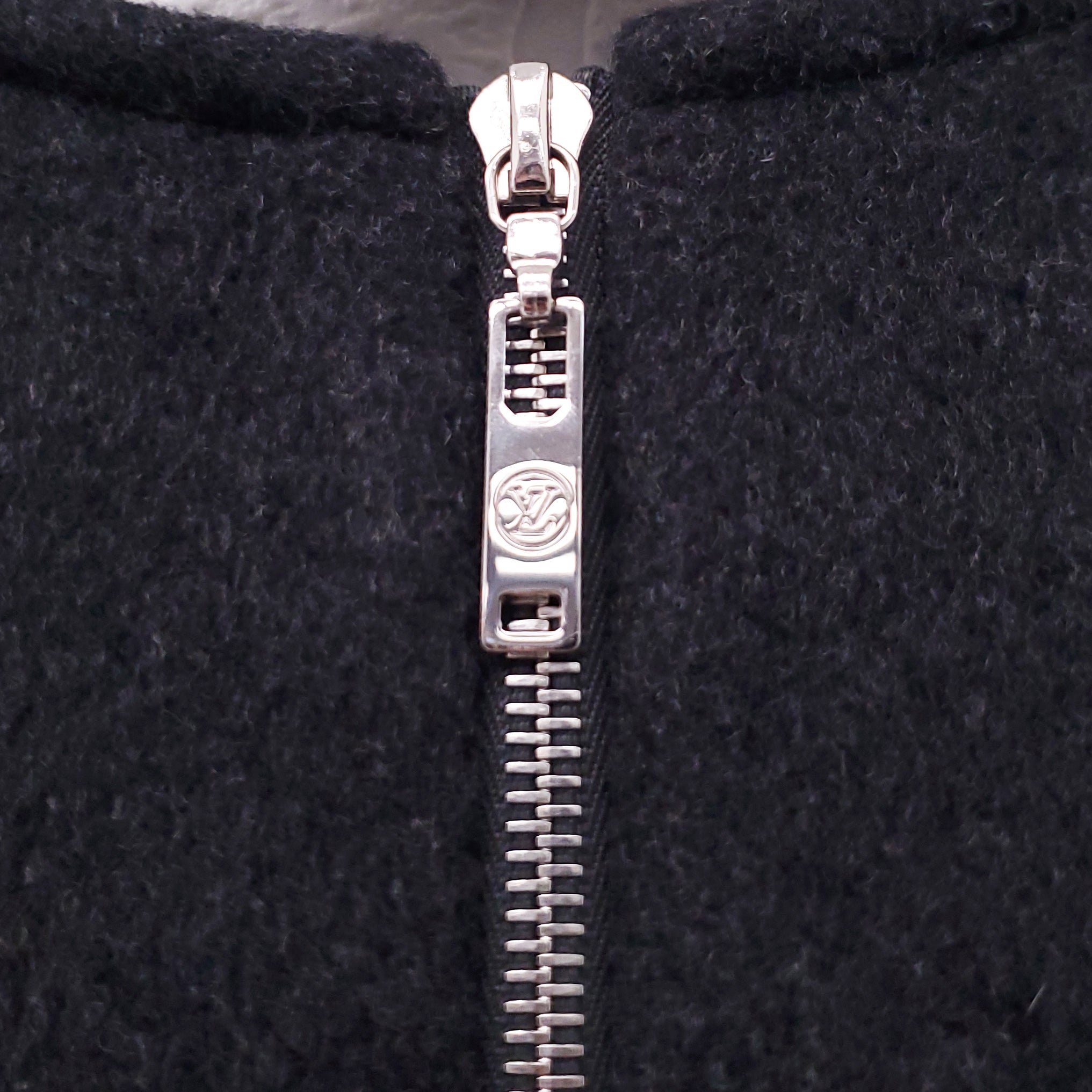 LOUIS VUITTON CHARCOAL GREY WOOL AND SILK LOGO DRESS - SIZE 38