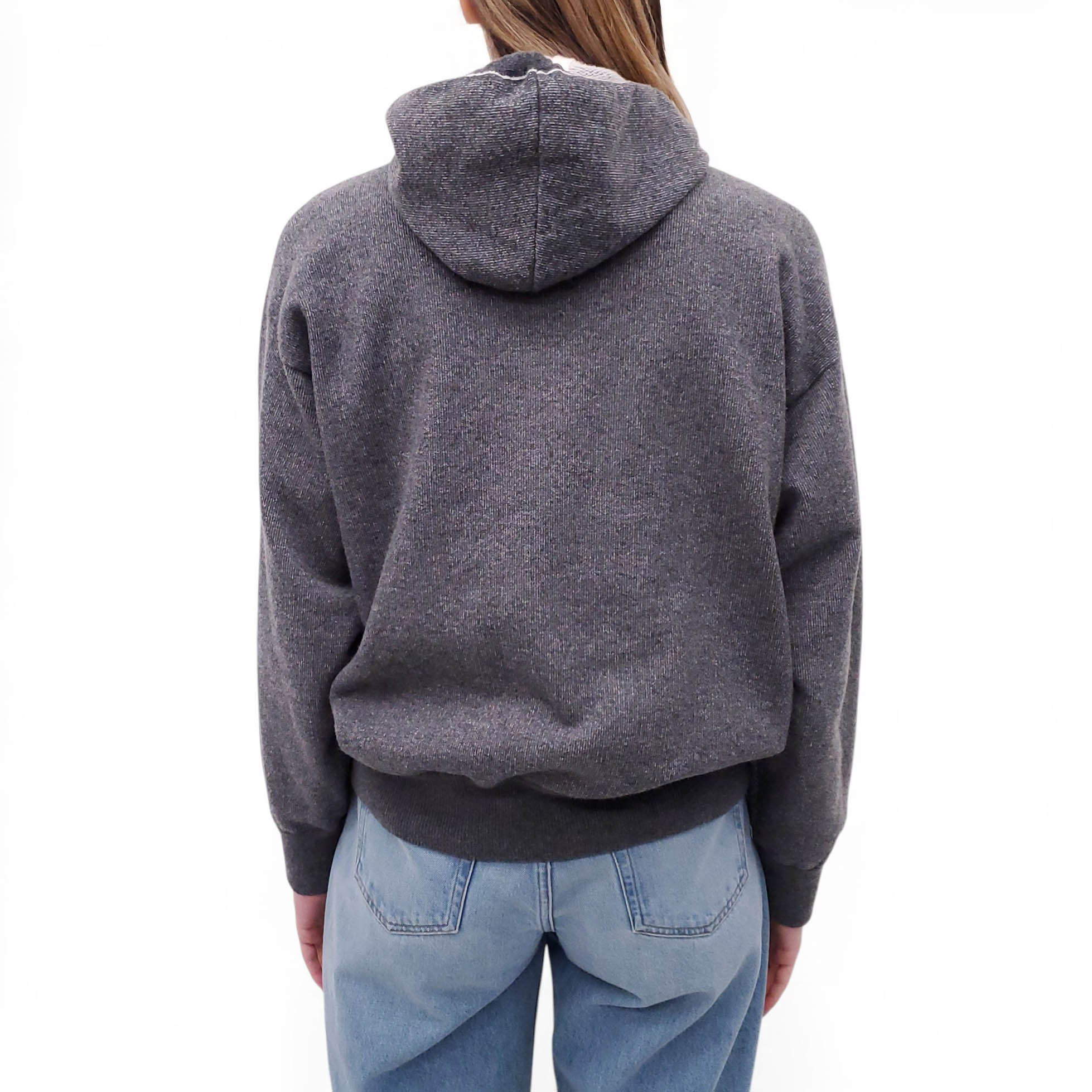 LOUIS VUITTON DARK GREY CASHMERE BLEND LOGO SWEATSHIRT - SIZE M