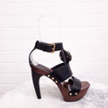LOUIS VUITTON LEATHER WOODEN PLATFORM SANDALS - SIZE 37.5