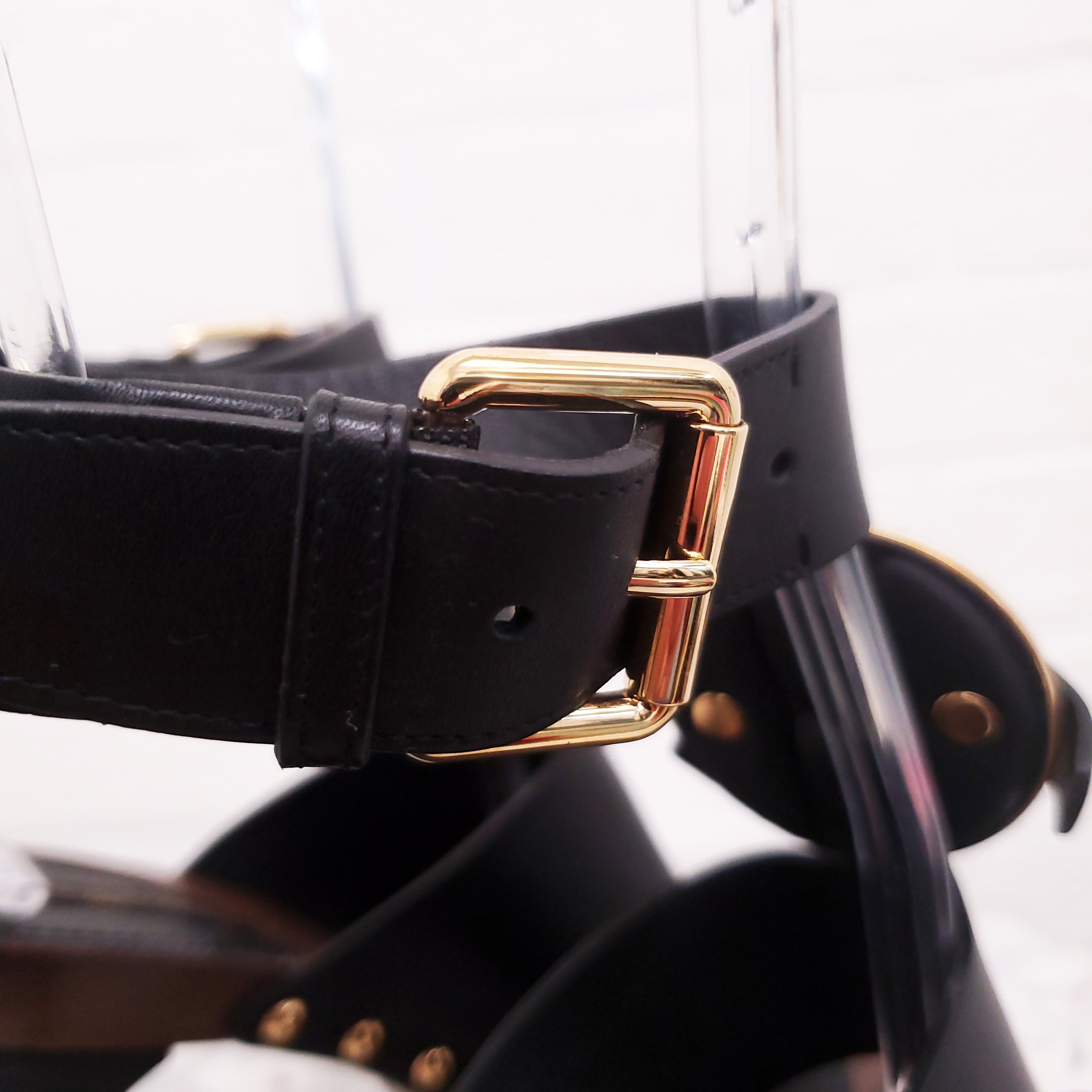 LOUIS VUITTON LEATHER WOODEN PLATFORM SANDALS - SIZE 37.5