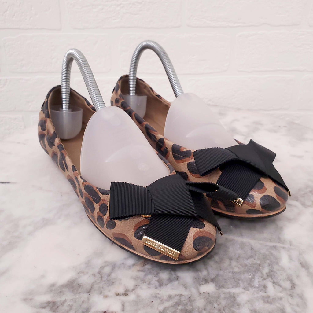 LOUIS VUITTON LEOPARD FLATS WITH RIBBON DETAIL - SIZE 36