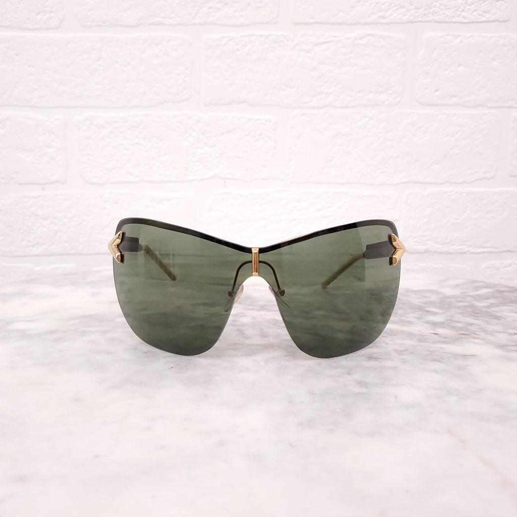 LOUIS VUITTON MASK LOGO SUNGLASSES WITH LEATHER DETAIL