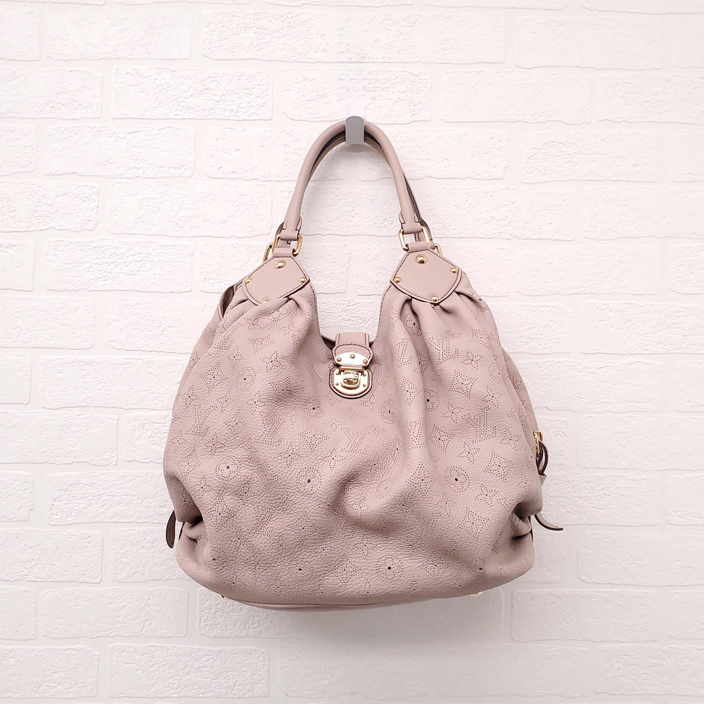 LOUIS VUITTON PALE PINK LEATHER MONOGRAM 'MAHINA' BAG