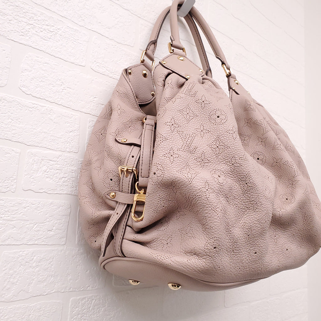 LOUIS VUITTON PALE PINK LEATHER MONOGRAM 'MAHINA' BAG