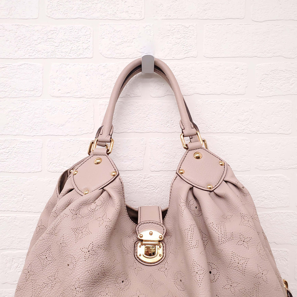LOUIS VUITTON PALE PINK LEATHER MONOGRAM 'MAHINA' BAG