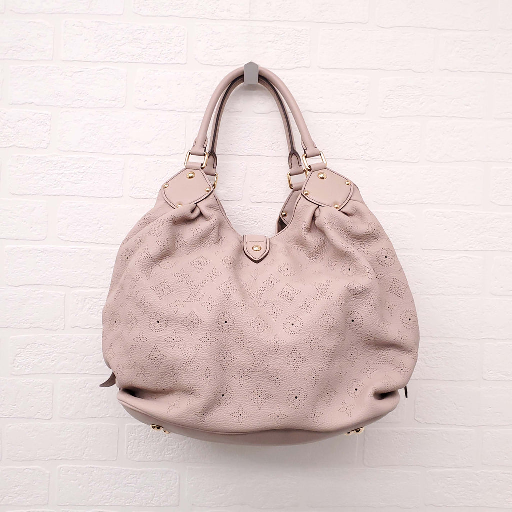 LOUIS VUITTON PALE PINK LEATHER MONOGRAM 'MAHINA' BAG
