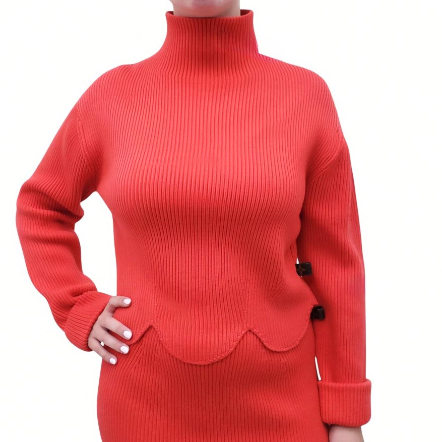 LOUIS VUITTON RED 2-PIECE KNIT SET WITH LOGO PATCH DETAIL - SIZE S