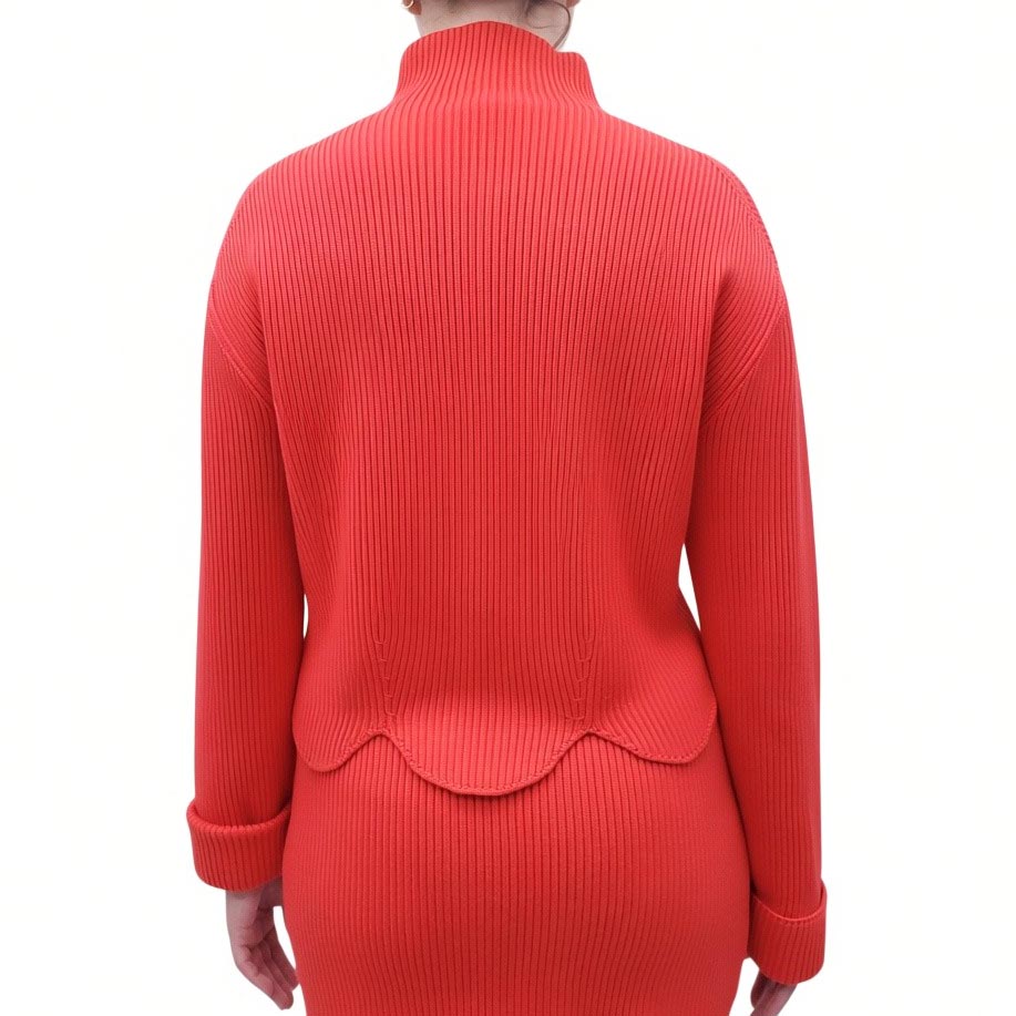 LOUIS VUITTON RED 2-PIECE KNIT SET WITH LOGO PATCH DETAIL - SIZE S