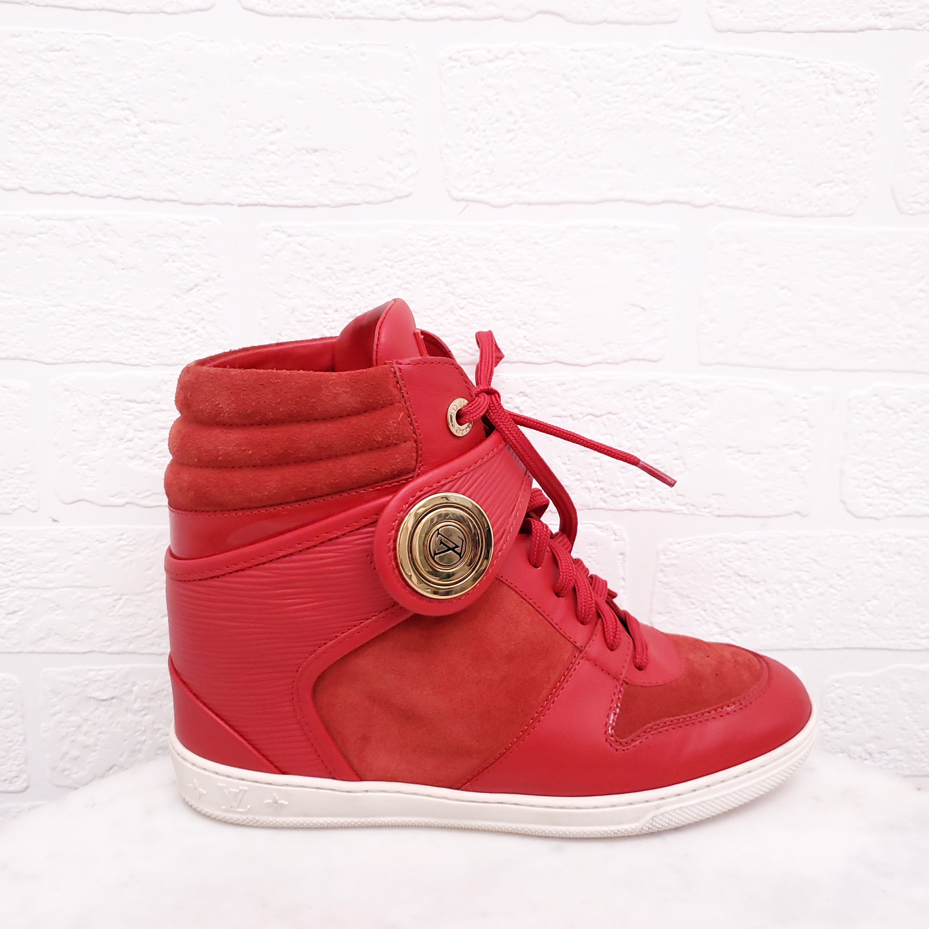 LOUIS VUITTON RED HIGH TOP SNEAKERS - SIZE 37