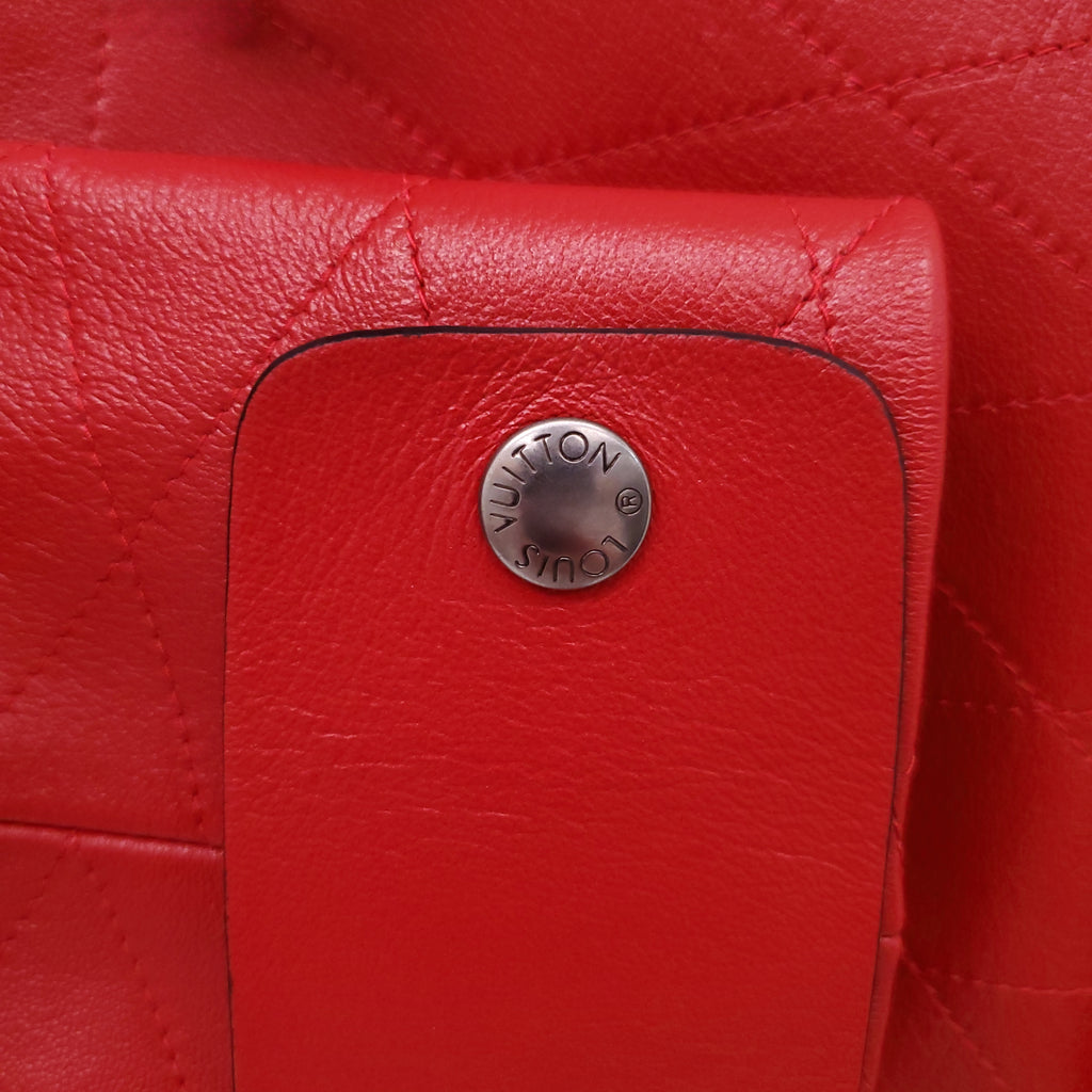 LOUIS VUITTON RED LEATHER MOTORCYCLE JACKET WITH LOGO - SIZE 36