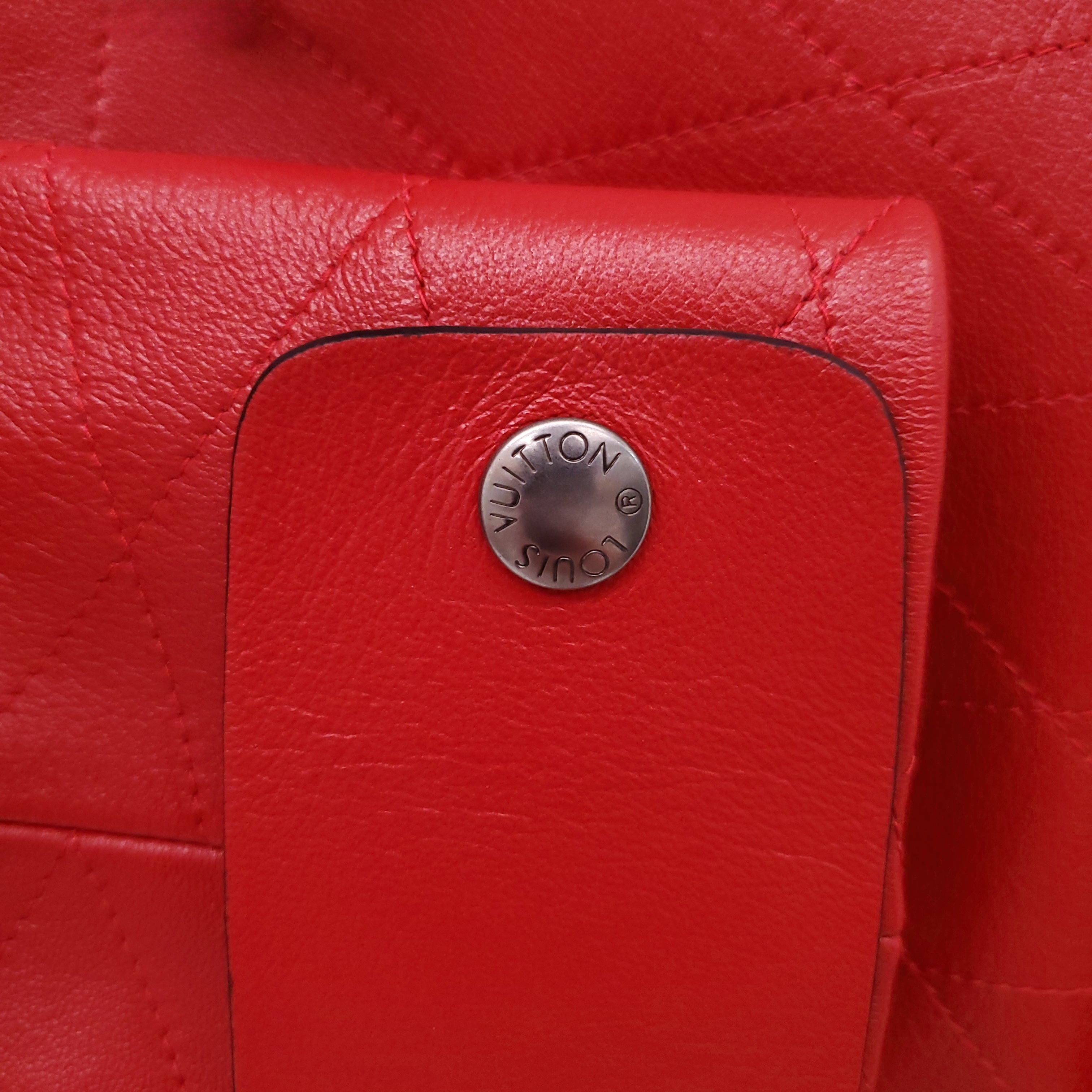 LOUIS VUITTON RED LEATHER MOTORCYCLE JACKET WITH LOGO - SIZE 36