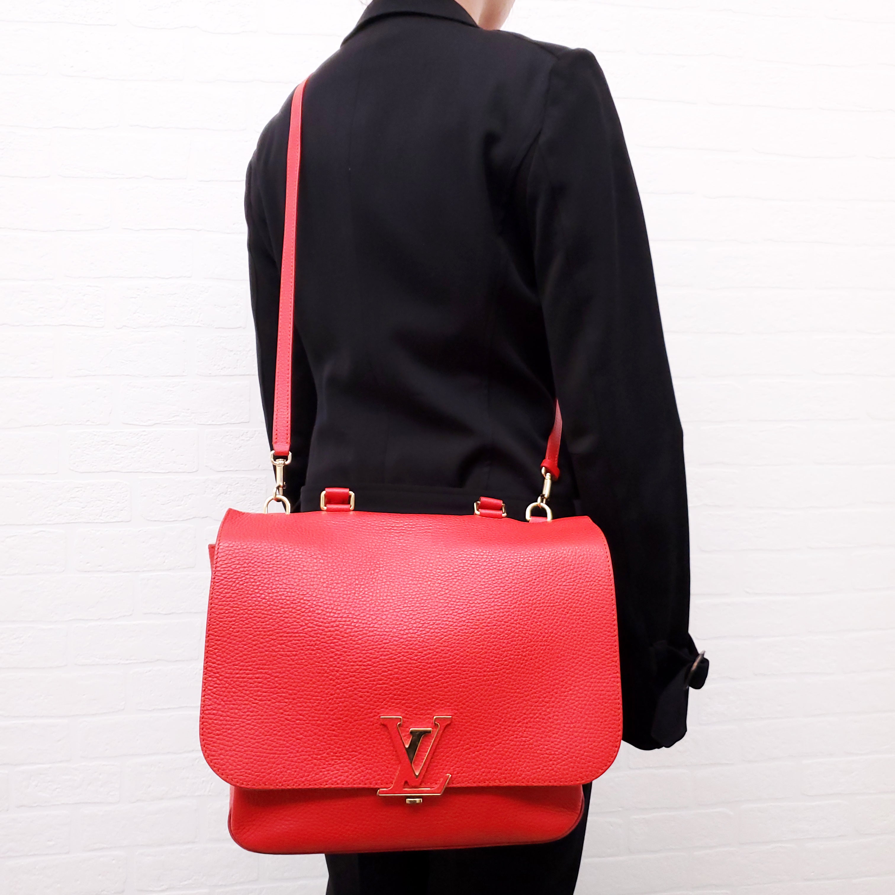 LOUIS VUITTON RED LEATHER 'MONOGRAM VOLTA' BAG