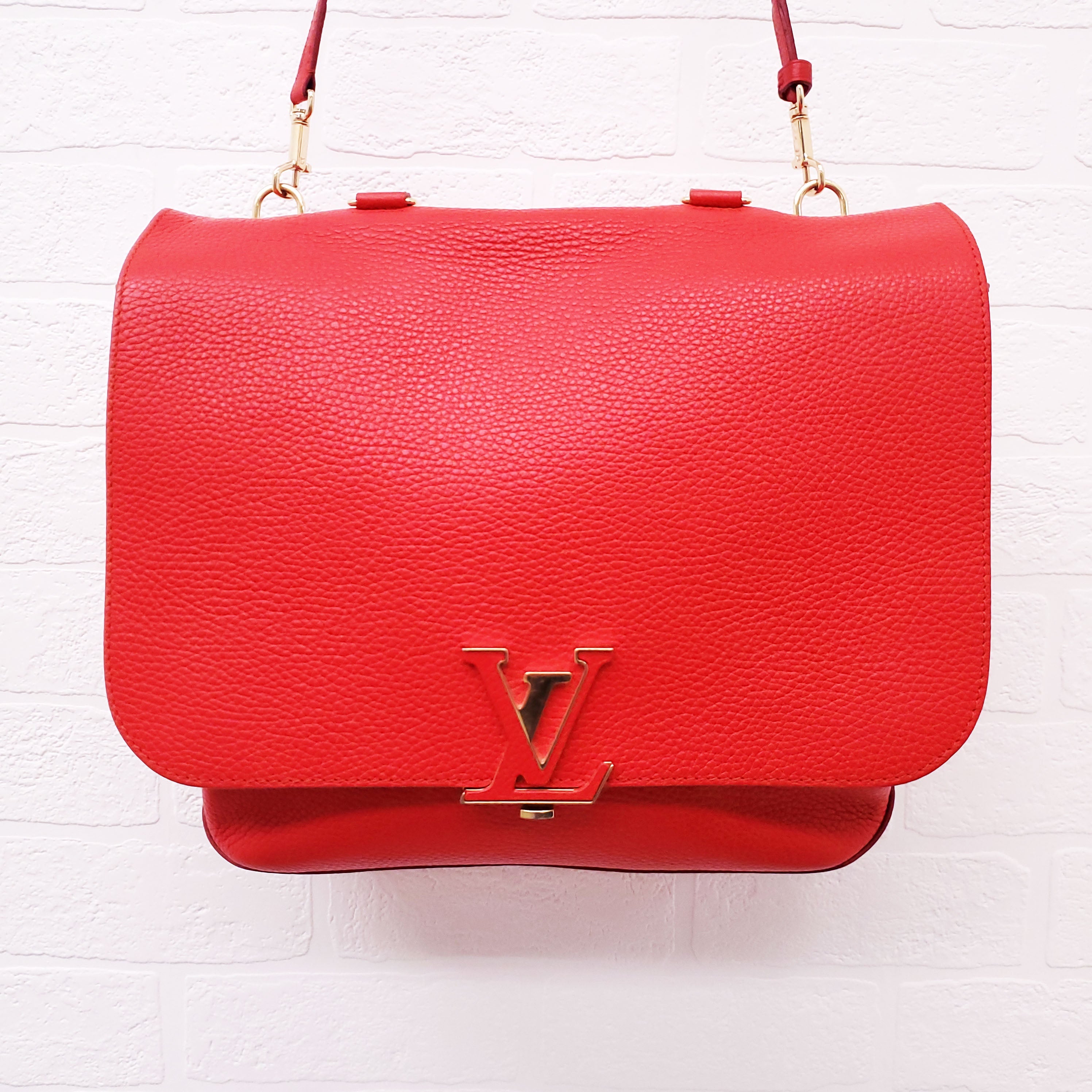 LOUIS VUITTON RED LEATHER 'MONOGRAM VOLTA' BAG