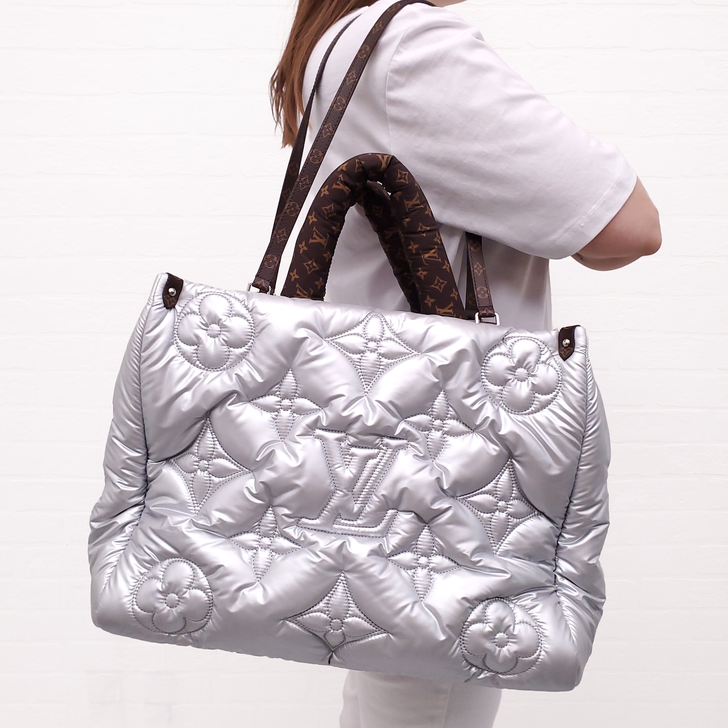LOUIS VUITTON SILVER MONOGRAM PILLOW ONTHEGO GM TOTE