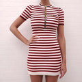 LOUIS VUITTON STRIPED LOGO DRESS - SIZE XS