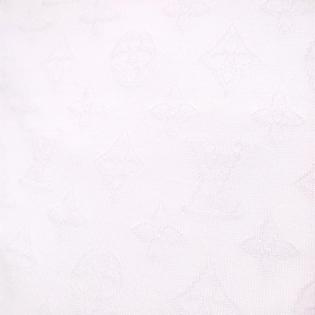 LOUIS VUITTON WHITE KNIT LOGO SHIRT WITH CHAIN DETAIL - SIZE M