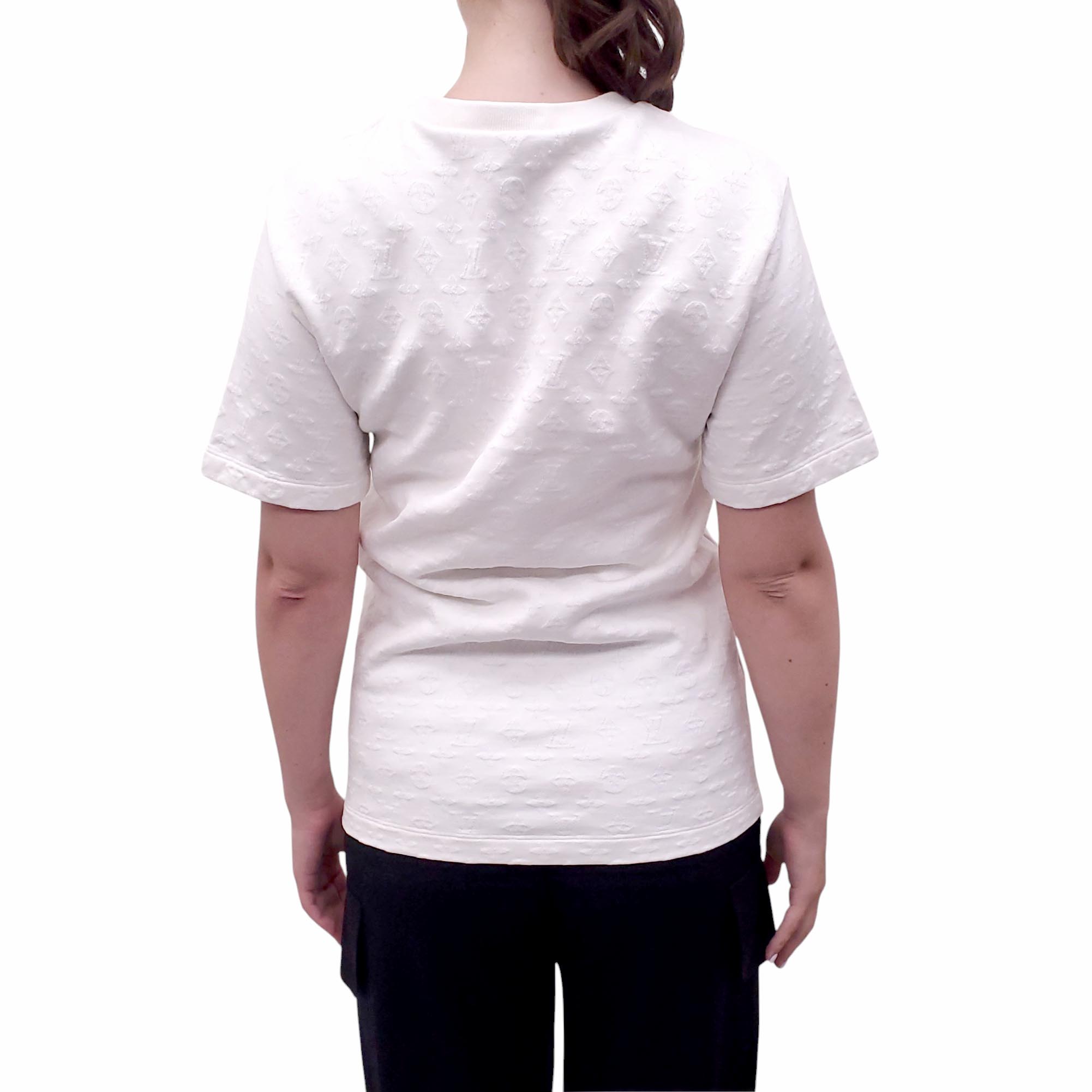 LOUIS VUITTON WHITE KNIT LOGO SHIRT WITH CHAIN DETAIL - SIZE M