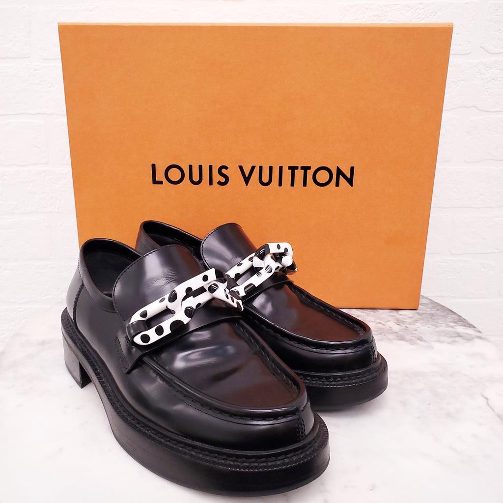 LOUIS VUITTON X YAYOI KUSAMA LEATHER LOAFERS - SIZE 39