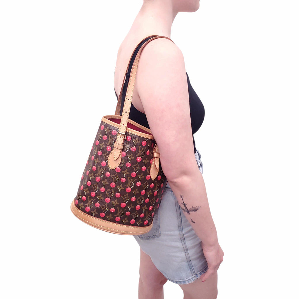 LOUIS VUITTON x TAKASHI MURAKAMI MONOGRAM CHERRY BUCKET BAG