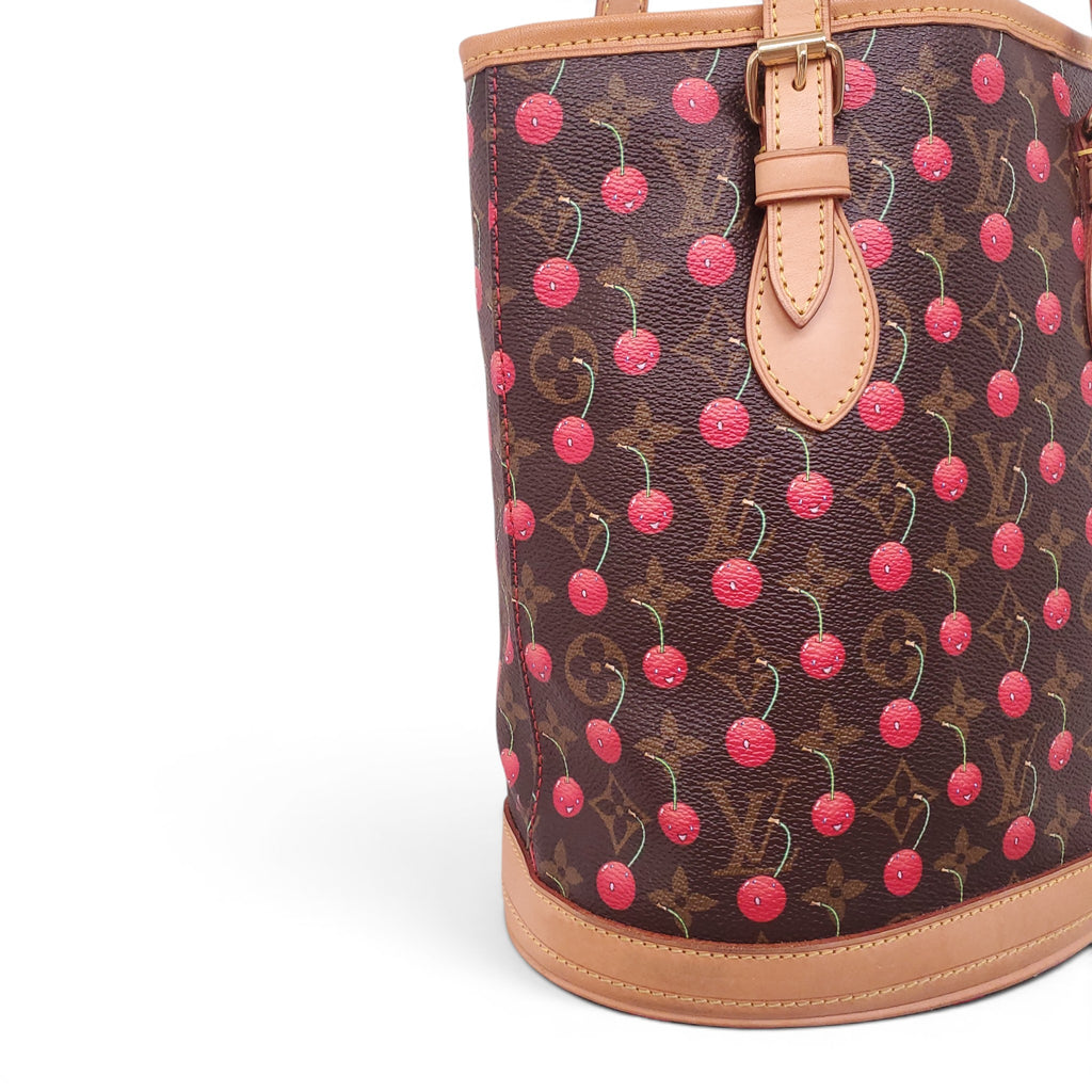 LOUIS VUITTON x TAKASHI MURAKAMI MONOGRAM CHERRY BUCKET BAG