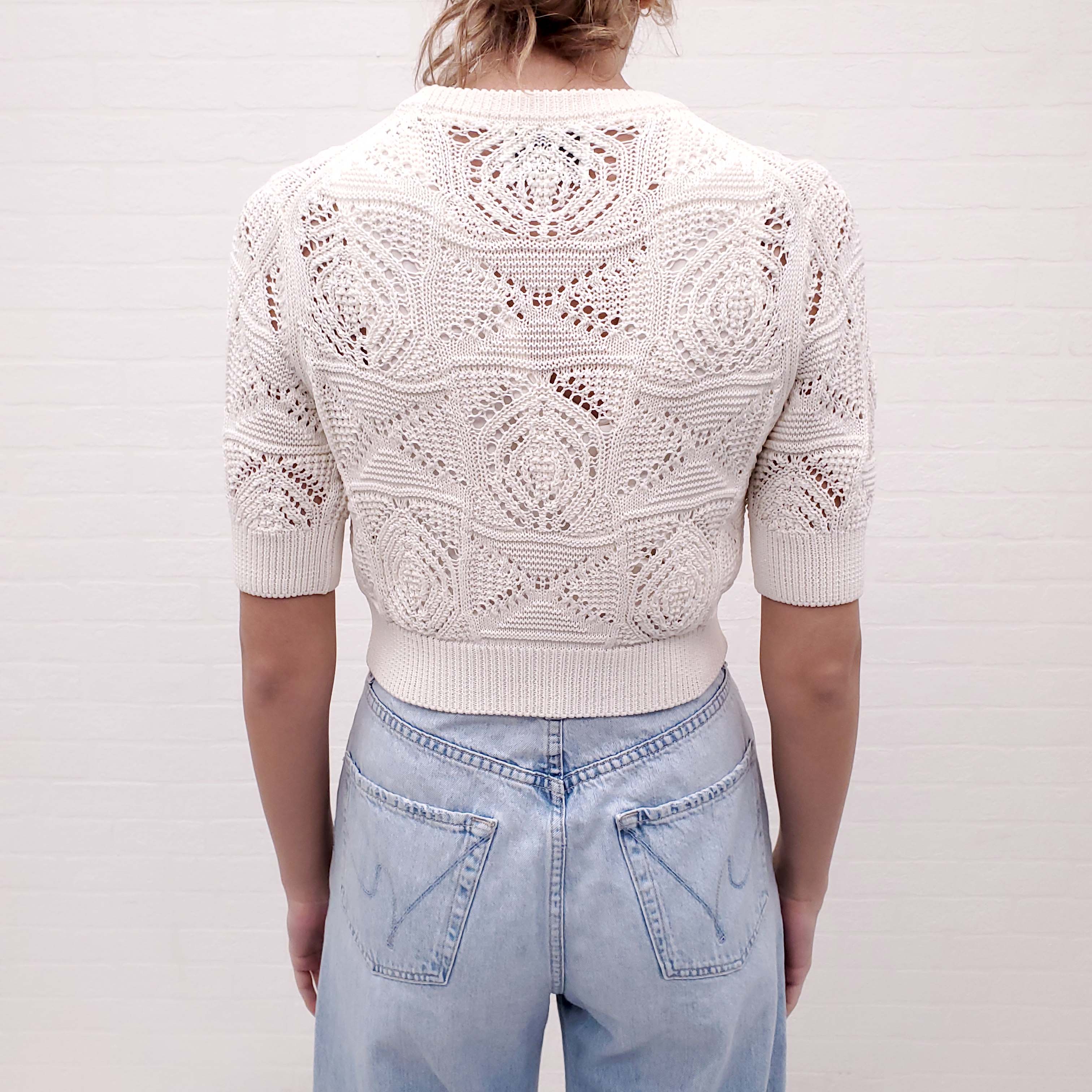 LOULOU STUDIO CREAM CROCHET SWEATER - SIZE S