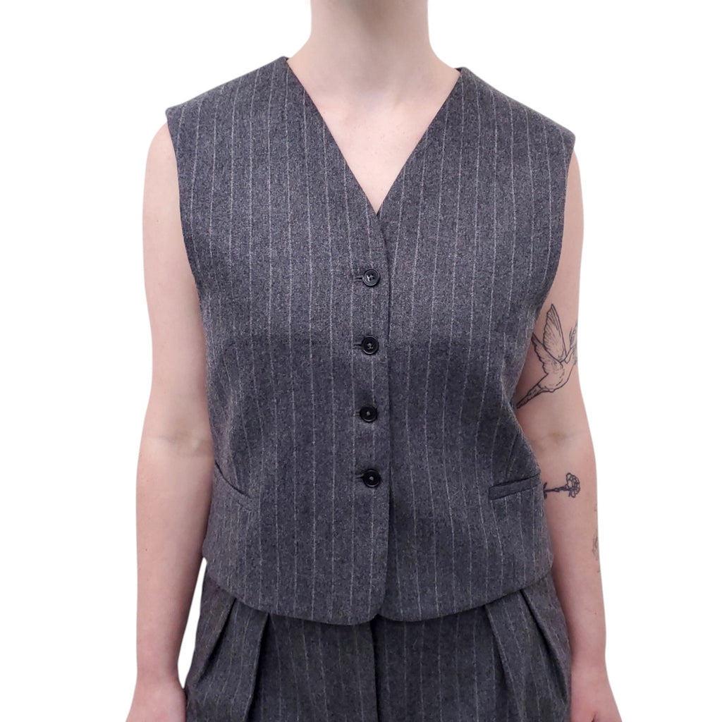 LOU LOU STUDIO GREY STRIPED VEST WITH MATCHING TROUSERS - SIZE M