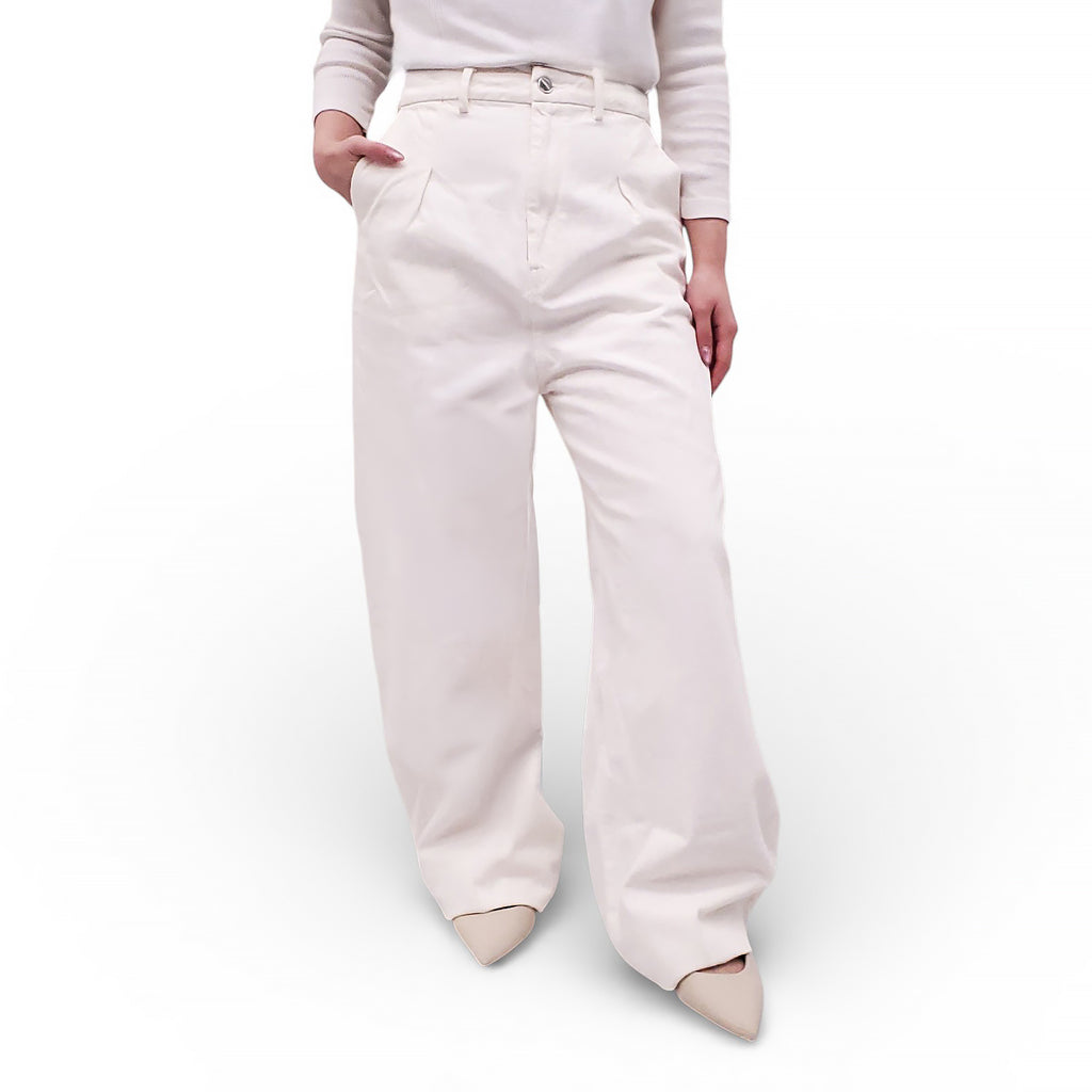 LOULOU STUDIO WHITE WIDE LEG DENIM JEANS - SIZE 29