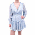 LOVESHACKFANCY BLUE DRESS WITH FLORAL LUREX DETAILING - SIZE M
