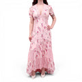 LOVESHACKFANCY PINK TIERED FLORAL DRESS WITH LACE - SIZE 6