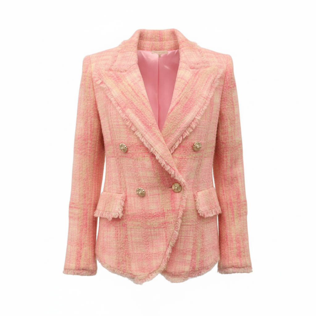 LOVESHACKFANCY PINK TWEED BLAZER - SIZE 2