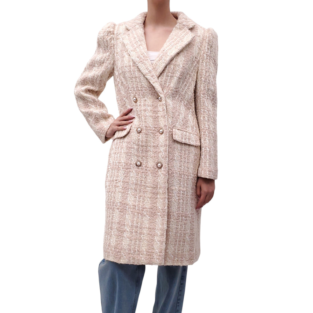LOVESHACKFANCY TWEED ‘ASRYN’ COAT WITH PEARL BUTTONS - SIZE M