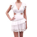 LOVESHACKFANCY WHITE DRESS WITH EYELET DETAIL - SIZE S
