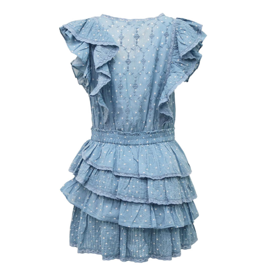 LOVESHACKFANCY 'CORELLI DRESS' IN 'BLUE BONNET' - SIZE L