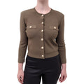 L’AGENCE GREEN KNIT CROPPED CARDIGAN WITH GOLD BUTTONS - SIZE S