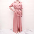L’AGENCE PINK SILK MAXI BUTTON UP DRESS WITH BELT - SIZE S