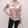 L’AGENCE SILK PATTERNED BLOUSE - SIZE XS