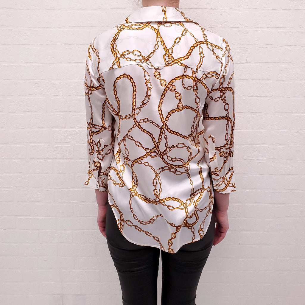 L’AGENCE SILK PATTERNED BLOUSE - SIZE XS