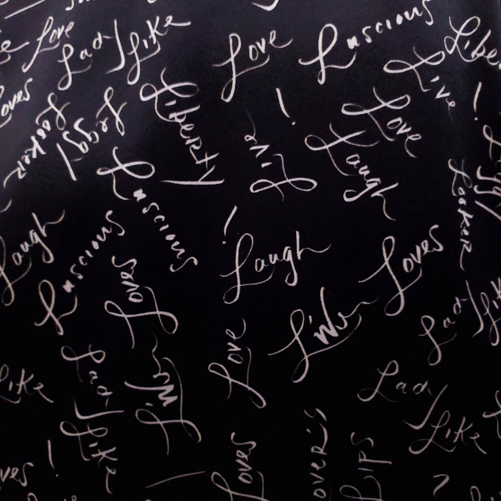 L'WREN SCOTT PROPAGANDA BLACK CURSIVE DRESS WITH COLLAR - SIZE 44