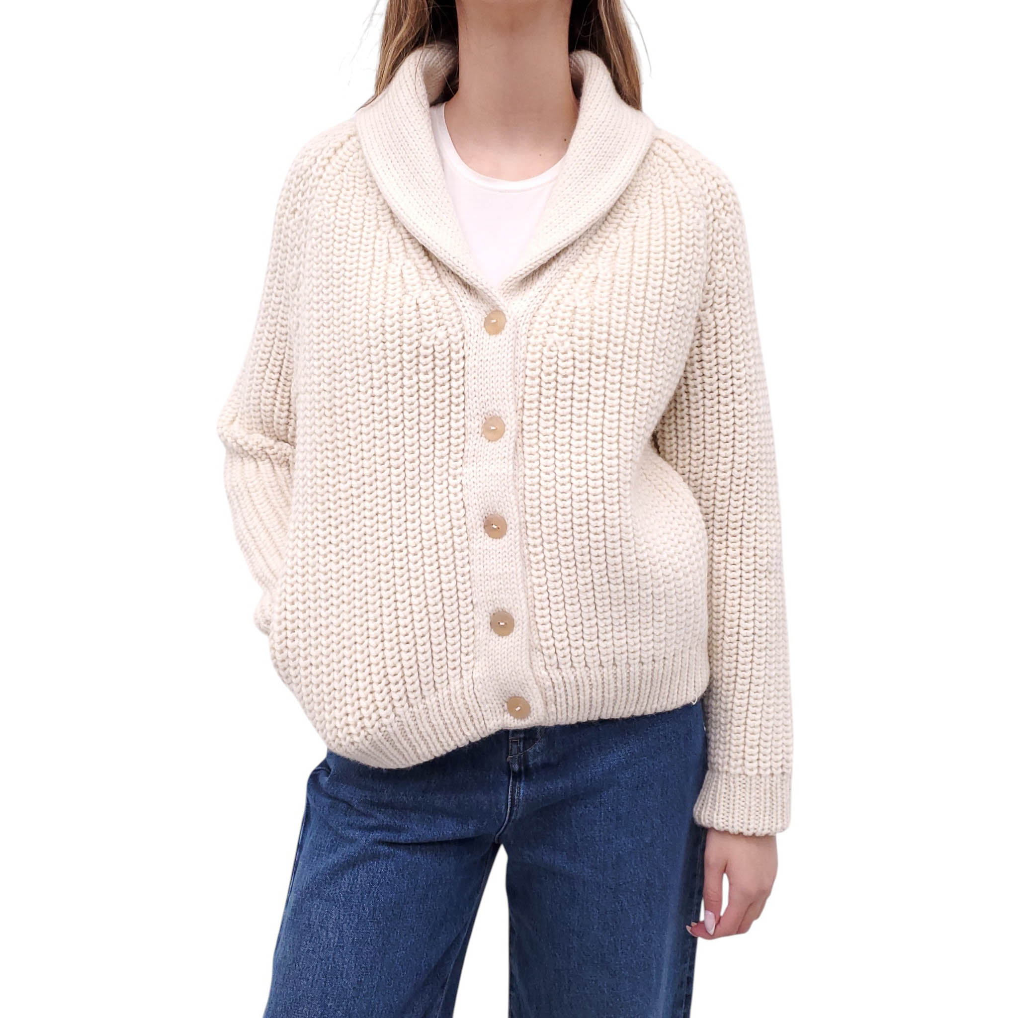 M.PATMOS CREAM KNIT CARDIGAN - SIZE XS