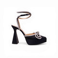 MACH & MACH BLACK BOW HEELS - SIZE 39.5