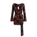 MAGDA BUTRYM BLACK ROSE PRINT DRESS - SIZE US 8 (EU 40)