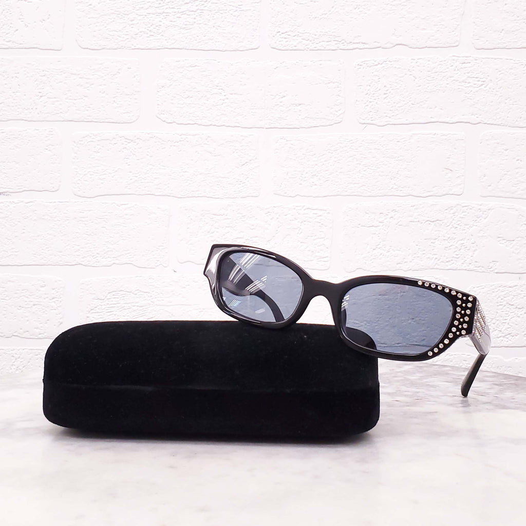 MAGDA BUTRYM BLACK SUNGLASSES WITH CRYSTALS
