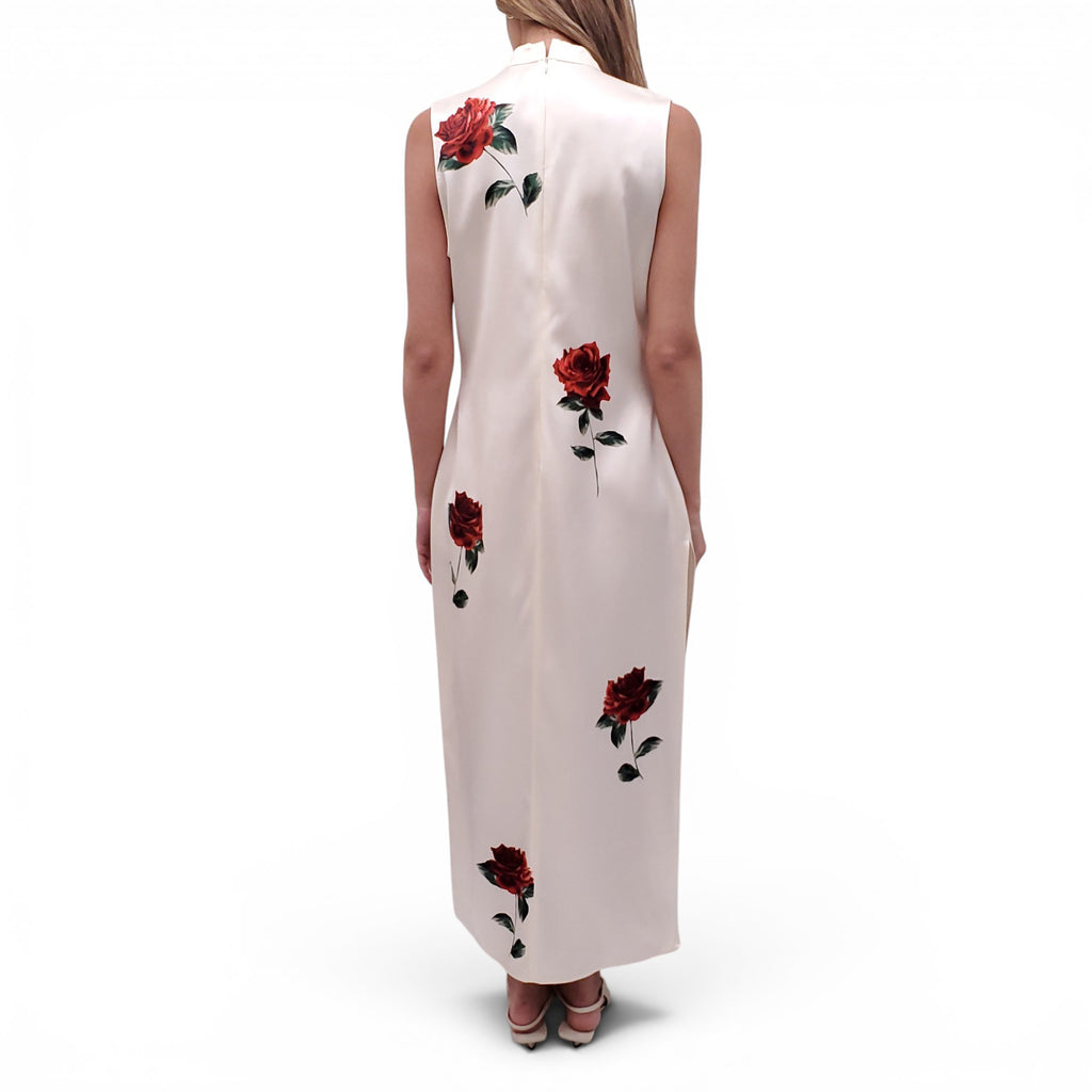 MAGDA BUTRYM CREAM ROSE PRINT MAXI DRESS - SIZE 42