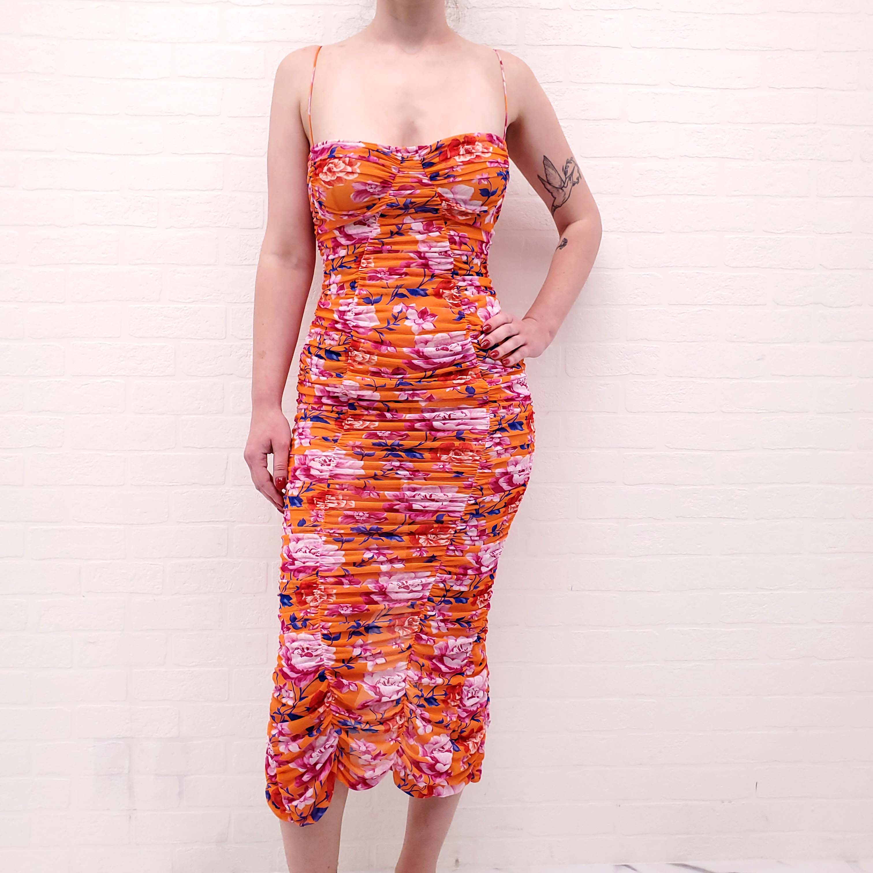 MAGDA BUTRYM FLORAL RUCHED DRESS - SIZE 42