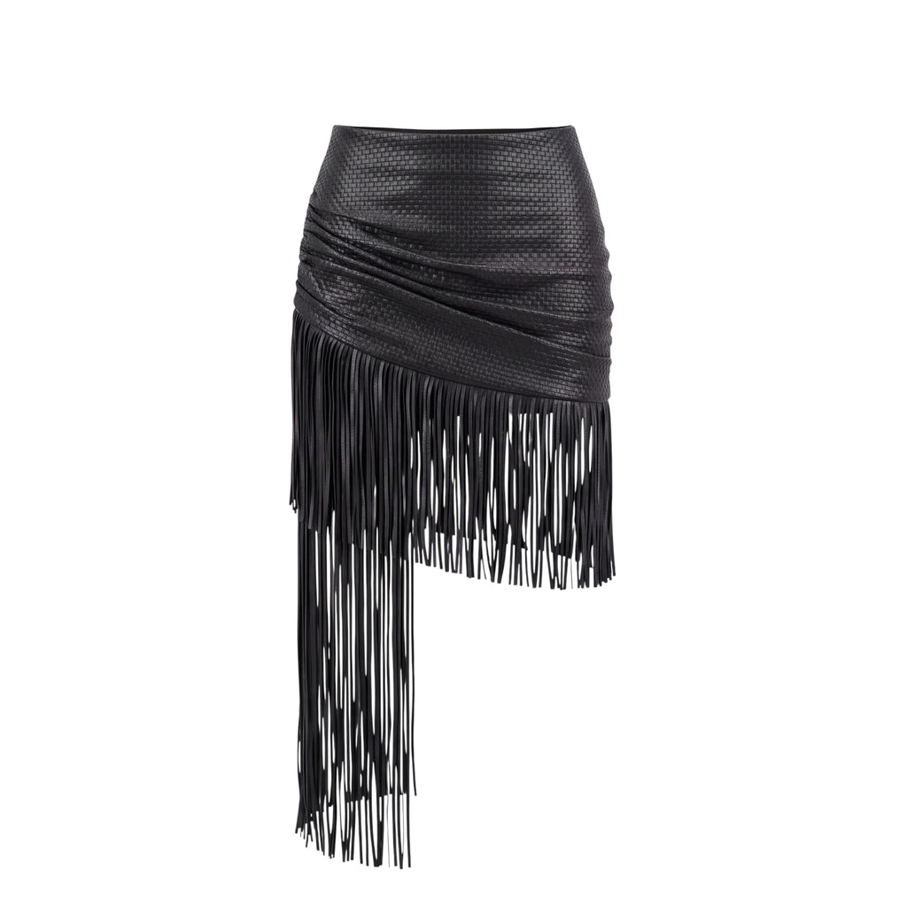 MAGDA BUTRYM LEATHER BRAIDED FRINGE SKIRT - US 4 (EU 36)