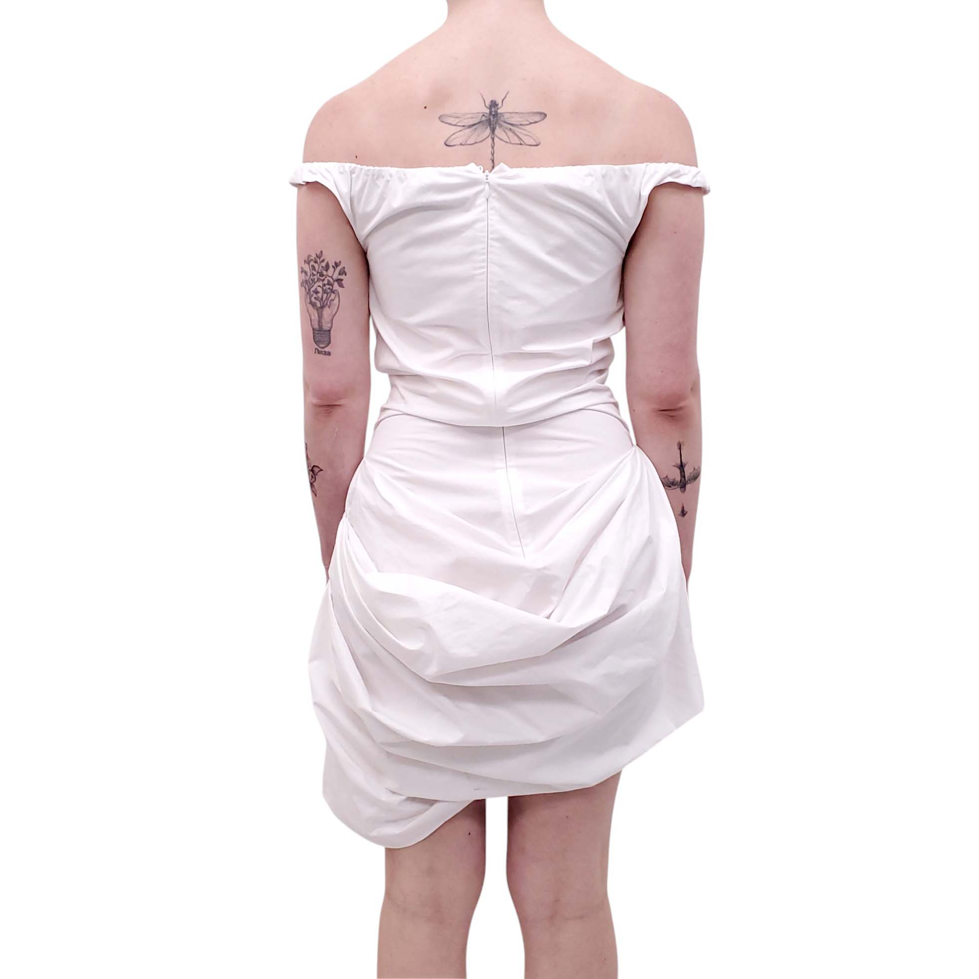 magda butrym white dress MAGDA BUTRYM WHITE OFF-THE-SHOULDER MINI DRESS