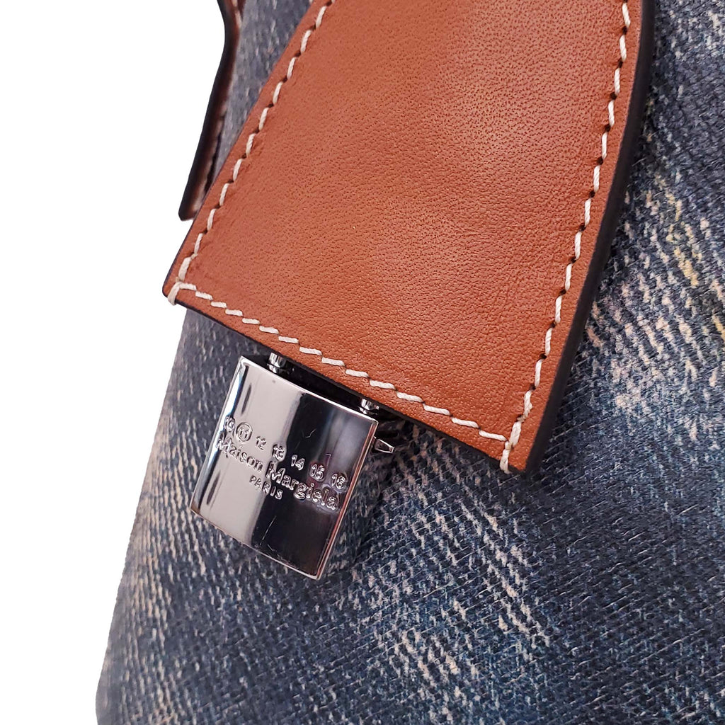 MAISON MARGIELA 5AC CARVED BLEACHED DENIM EFFECT BAG
