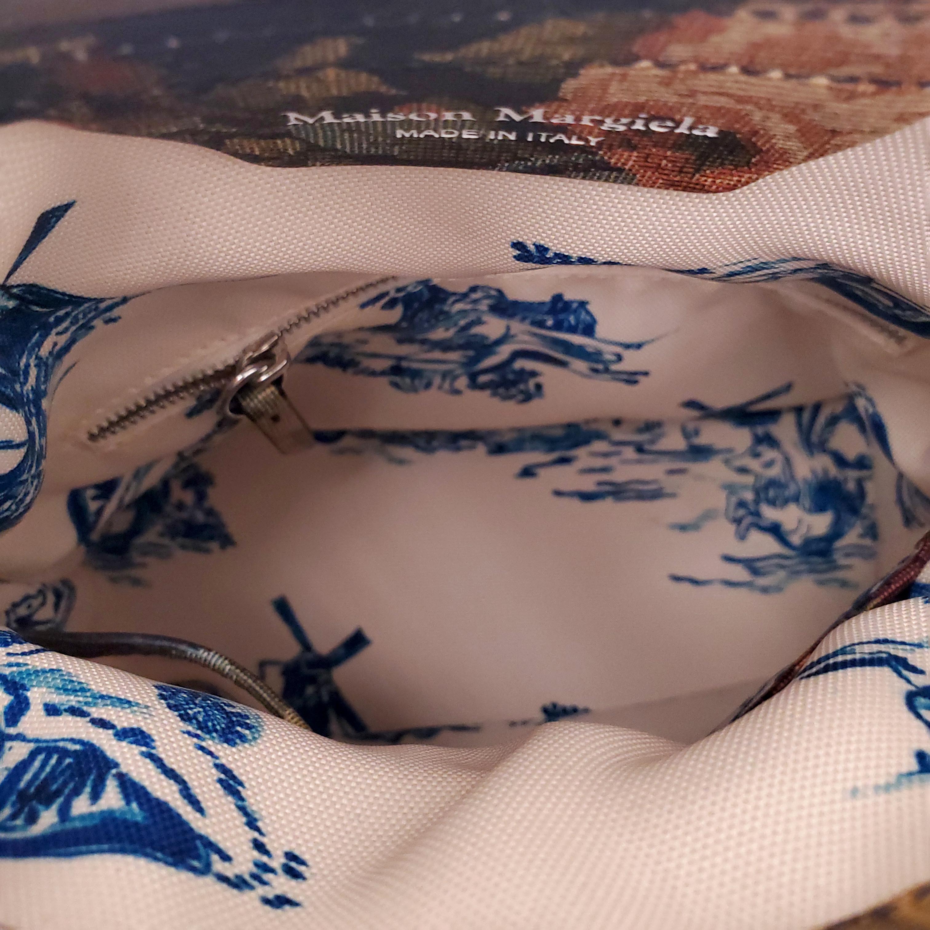 MAISON MARGIELA 5AC CARVED BLEACHED FLORAL TAPESTRY BAG