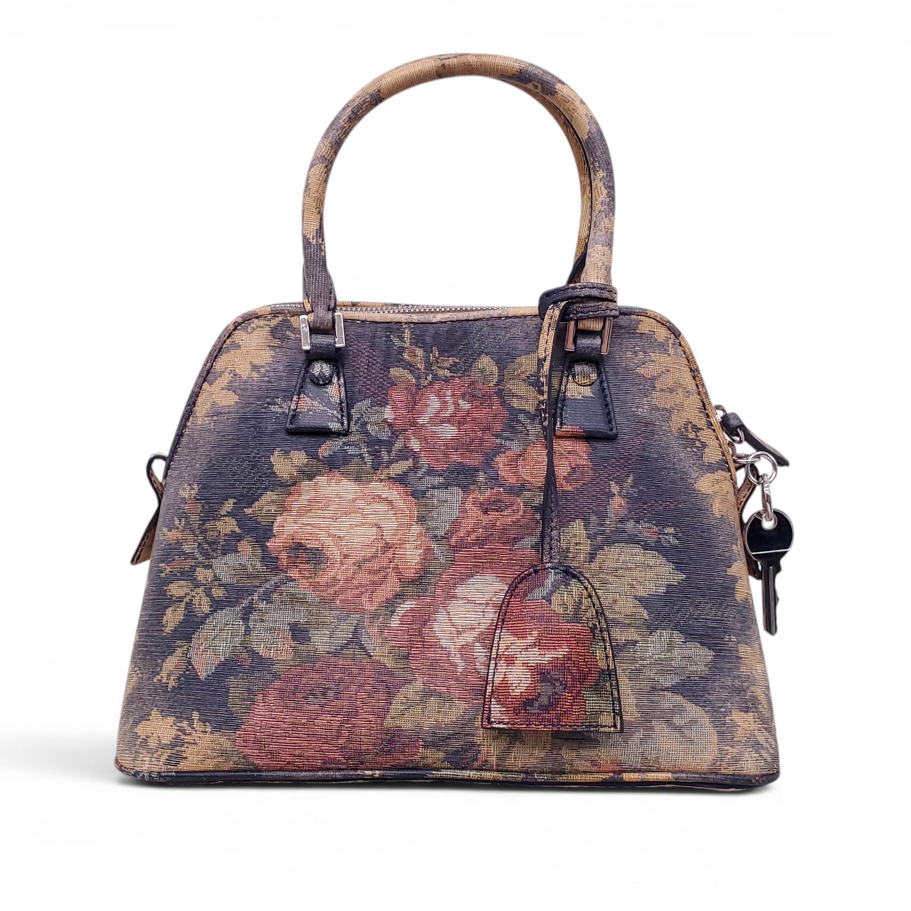 MAISON MARGIELA 5AC CARVED BLEACHED FLORAL TAPESTRY BAG