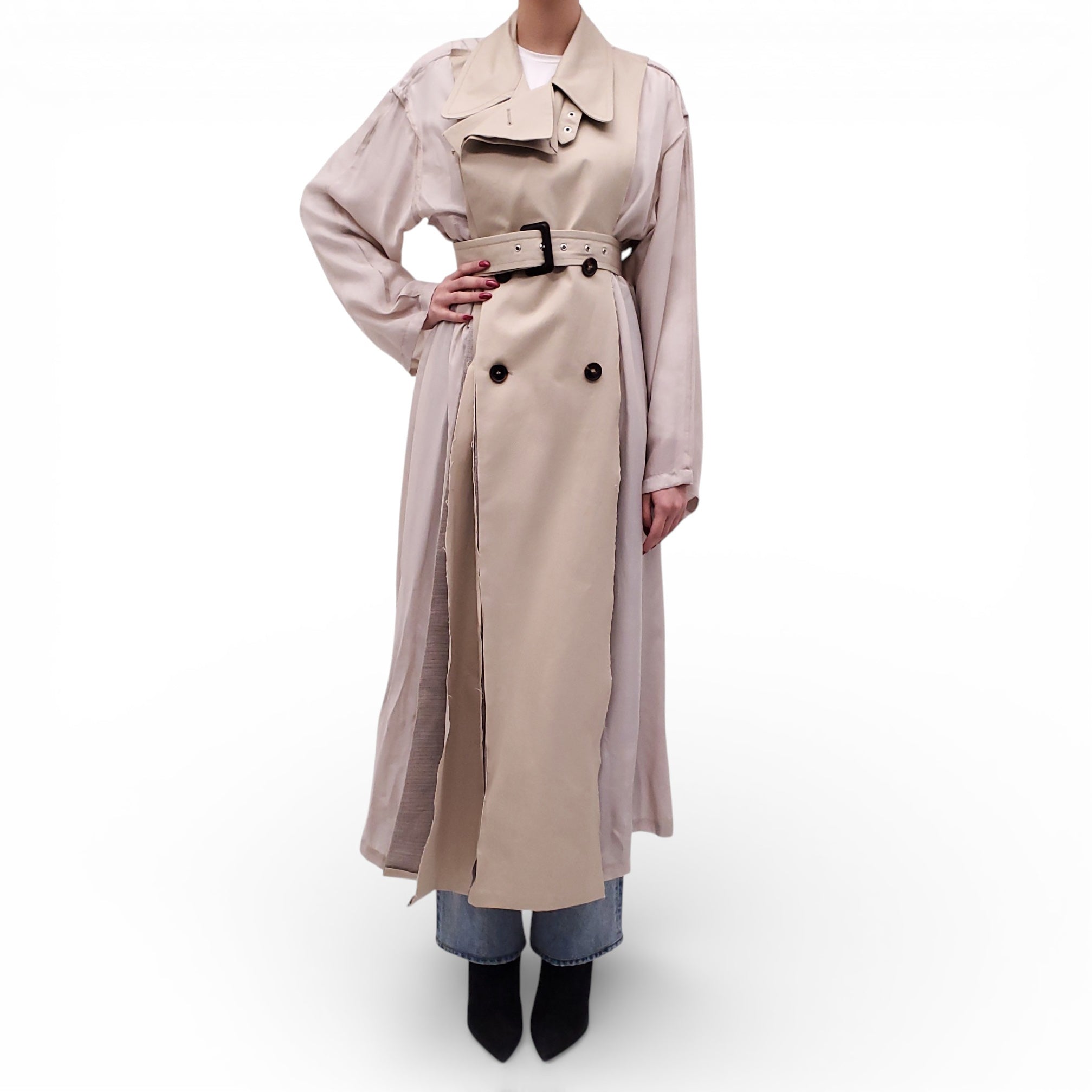MAISON MARGIELA DECONSTRUCTED TRENCH COAT WITH SHEER DETAIL - SIZE 42